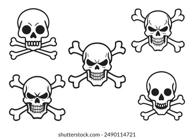 Halloween skull-set silhouette vector art on a white background