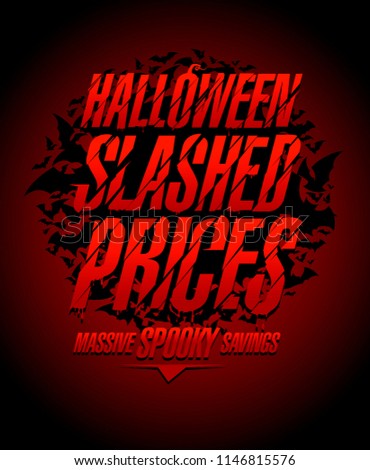 Halloween slashed prices vector sale poster concept