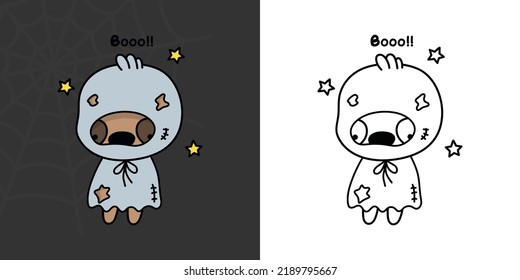 Halloween Sloth Clipart for Coloring Page and Illustration. Adorable Clip Art Halloween Animal. Cute Vector Illustration of a Kawaii Halloween Character in a Ghost Costume.
