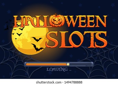 Halloween slots, screen background for slots game. Vector illustration