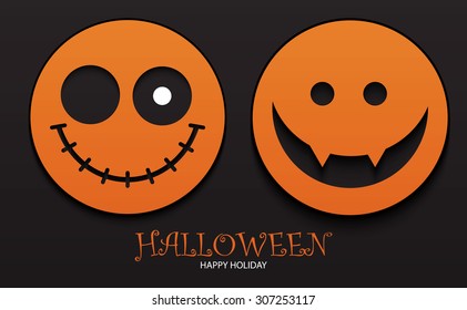 Halloween smile. Icon & symbol set. Vector illustration.
