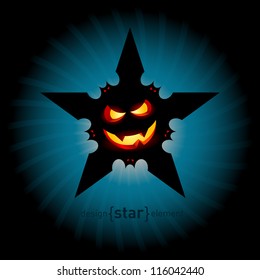 The Halloween smile pumpkin face with flying bats