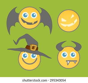 Halloween smiley vector set
