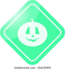 Halloween smiling pumpkin icon on colorful background