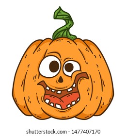 Halloween smiling pumpkin. Pumpkinhead jack. Vector illustration isolated on white background. Use for printing, posters, t-shirt design, postcards.
