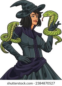 Halloween Snake Tamer Cartoon Colored Clipart 