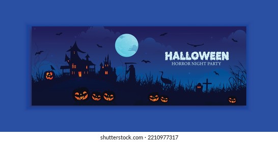 Halloween social media cover banner and web banner template design