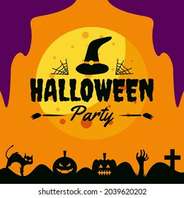 halloween social media post banner promotion party design template