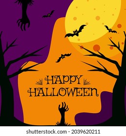 halloween social media post banner promotion party design template