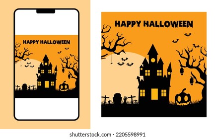 Halloween Social Media Post Design Template 