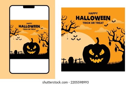 Halloween Social Media Post Design Template 