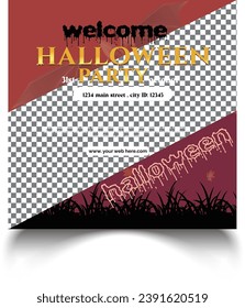  halloween social media post feed flyer banner, Vector halloween poster party templated, banner social media post template, halloween poster party templated,Vector realistic halloween ins