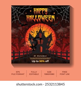 Halloween Social Media Post Premium Vector Template