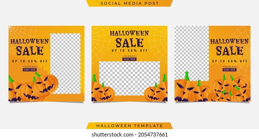 Halloween social media post sale template design. Very suitable for banner, poster, flyer, advertising, etc.