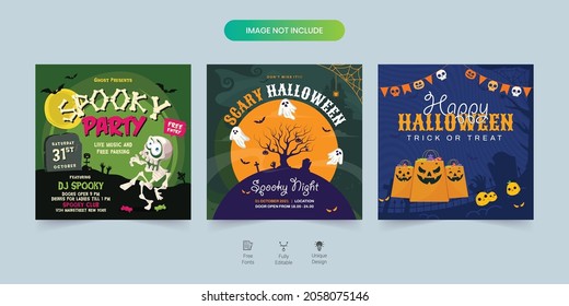 Halloween social media post set. Perfect for social media posts, background, and web banner internet ads. Halloween Design Elements.