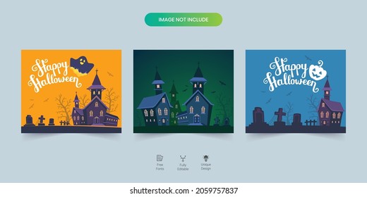 Halloween social media post set. Perfect for social media posts, background, and web banner internet ads. Halloween Design Elements.