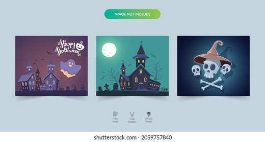 Halloween social media post set. Perfect for social media posts, background, and web banner internet ads. Halloween Design Elements.