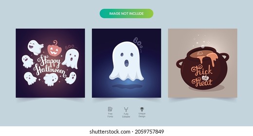 Halloween social media post set. Perfect for social media posts, background, and web banner internet ads. Halloween Design Elements.