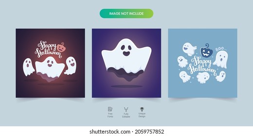 Halloween social media post set. Perfect for social media posts, background, and web banner internet ads. Halloween Design Elements.
