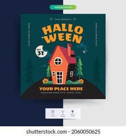 Halloween social media post set. Perfect for social media posts, background, and web banner internet ads. Halloween Design Elements.