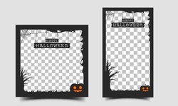 Halloween Social Media Post And Story Template Design.