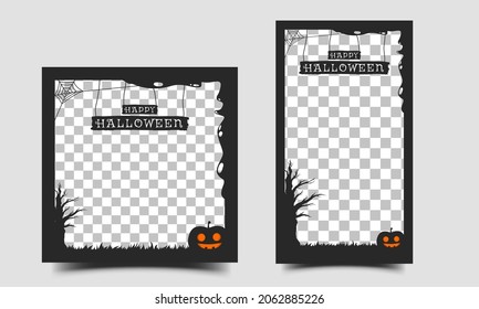 Halloween social media post and story template design.