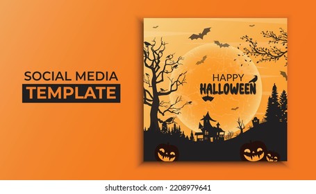 Halloween Social Media Post Template Design