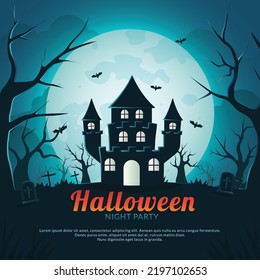 Halloween social media poster, dracula castle