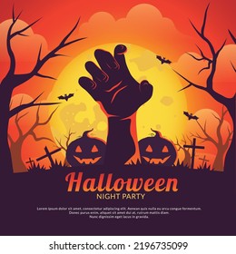 Halloween social media poster, zombie hand
