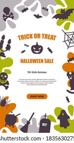 Halloween social media stories template. Space for text. Vector illustration