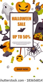 Halloween social media stories template. Space for text. Vector illustration