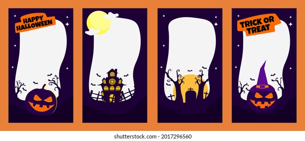Halloween social media stories template, vector