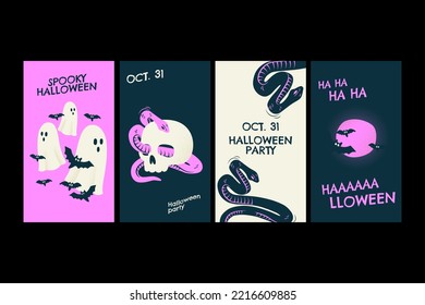 Halloween social media. Trendy cartoon Illustration for Halloween day. Good for print, banner, flyer, poster, greeting card, etc.