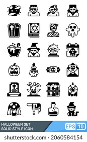 Halloween solid style icon set. vector illustration isolated on white background. EPS 10