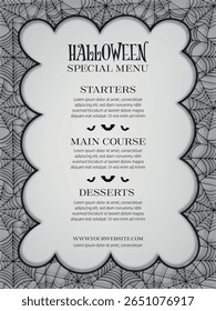 halloween special menu with spiderweb frame