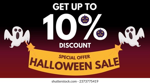 Halloween special offer get up to 10% discount, promotional and Marketing banner