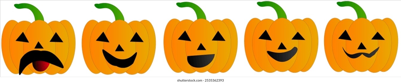 Halloween Special  pumpkin vector ,Halloween orange pumpkin with funny faces for holiday season spooky trick or treat collection isolated in white background. Vector illustration seasonal