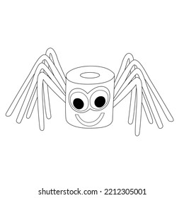 Halloween special spider funny paper craft cartoon vector for kids. happy Halloween. vector spider. coloring page for kids
