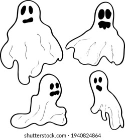 halloween specter spook vector set isolated 