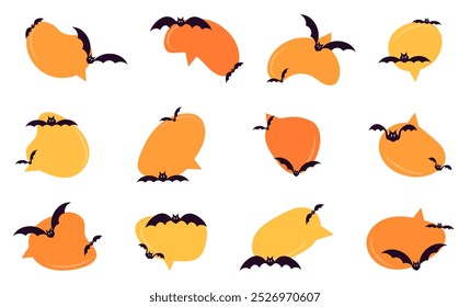 Halloween speech bubble collection with bat in cartoon style