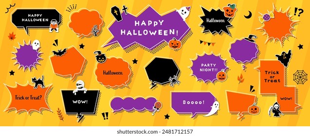 Conjunto de burbujas de discurso de Halloween con ilustraciones de iconos