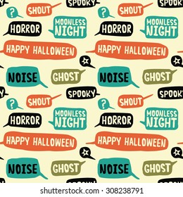 Halloween speech bubbles. Vector seamless pattern for web page backgrounds, postcards, greeting cards, invitations, pattern fills, surface textures.