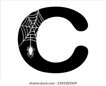 Halloween Spider Alphabet Letter C Illustration