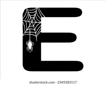 Halloween Spider Alphabet Letter E Illustration