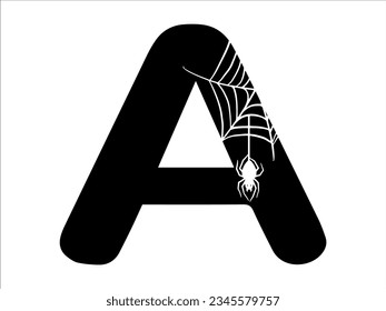 Halloween Spider Alphabet Letter A Illustration