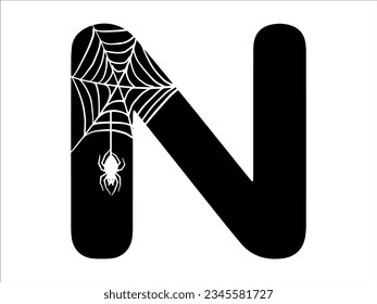 Halloween Spider Alphabet Letter N Illustration