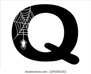 Halloween Spider Alphabet Letter Q Illustration