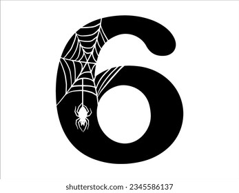 Halloween Spider Alphabet Number 6 Illustration