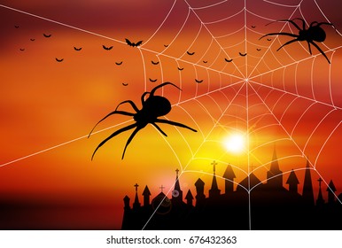 Halloween spider autumn background