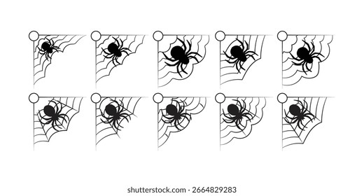 Coleção de Vetores de Canto de Aranha de Halloween